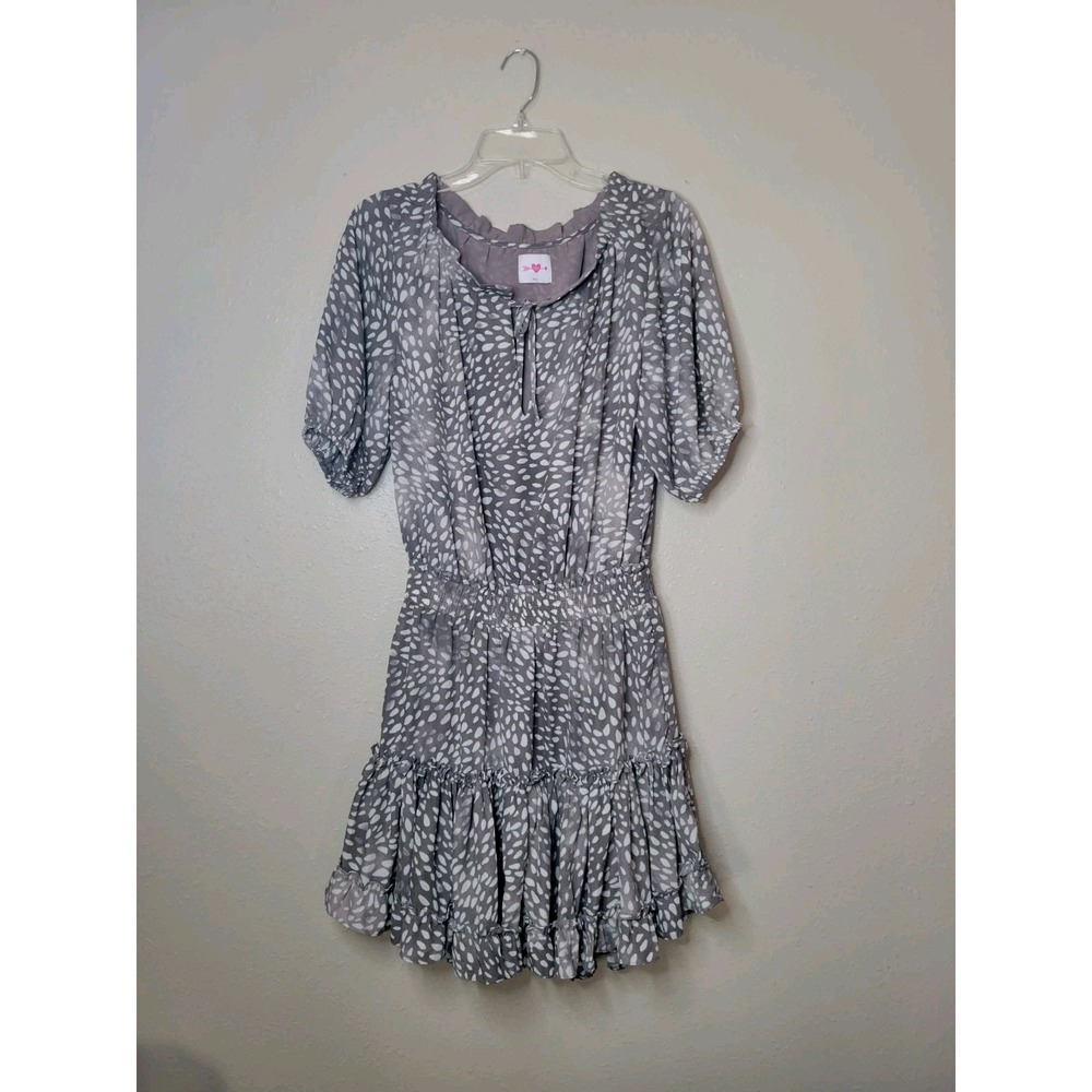 Buddy Love Animal Printed Smocked Waist Lennox Mini Short Sleeves‎ Dress  Size S